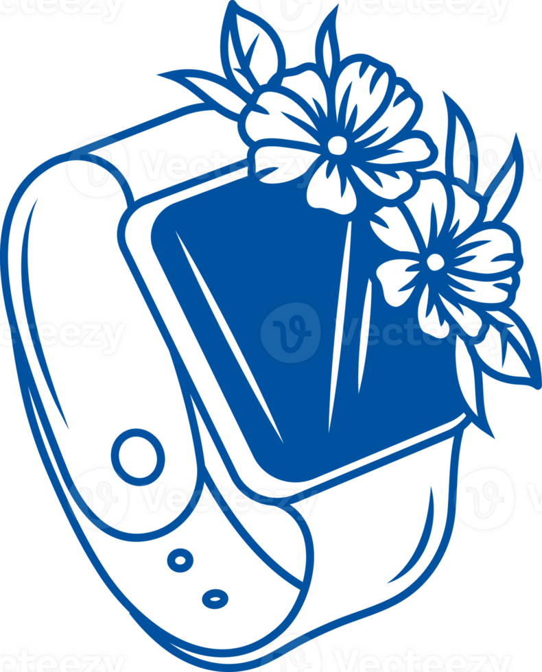 Smart watch for controlling mobile phone or measuring heart rate, decorated with flowers png
