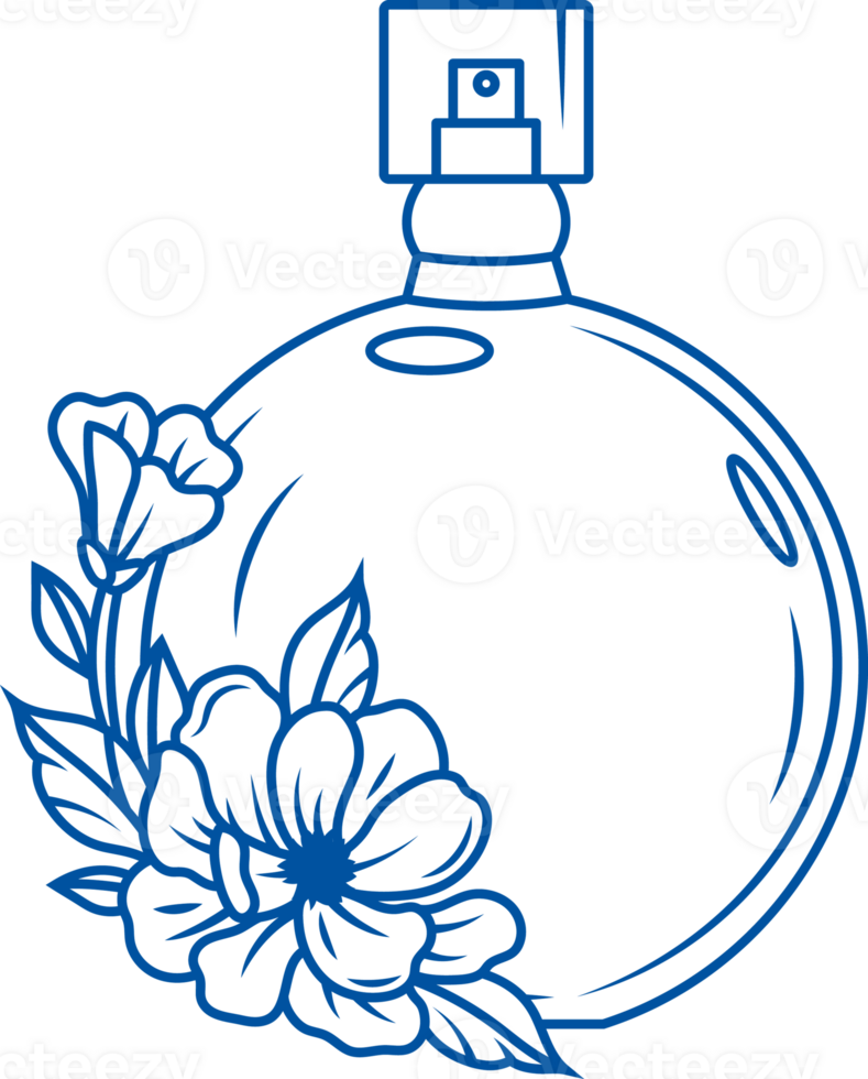 Floral perfume spray bottle in shape of ball is decorated with flowers and intended for aromatherapy png