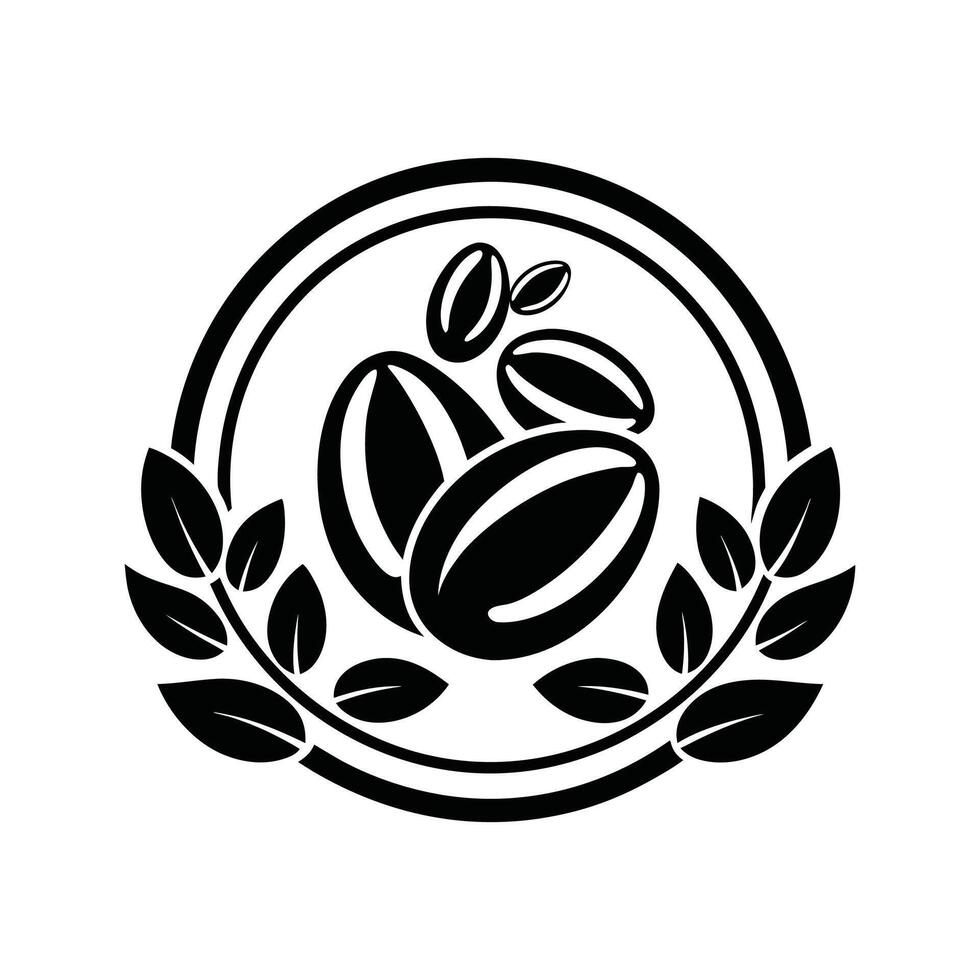 coffee beans silhouette icon logo design black and white vector