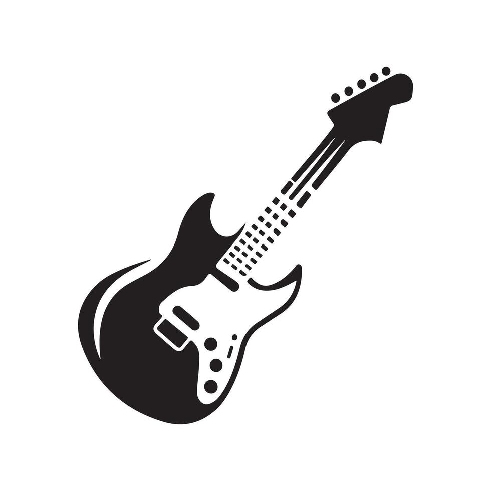 guitar silhouette logo icon design template black and white vector