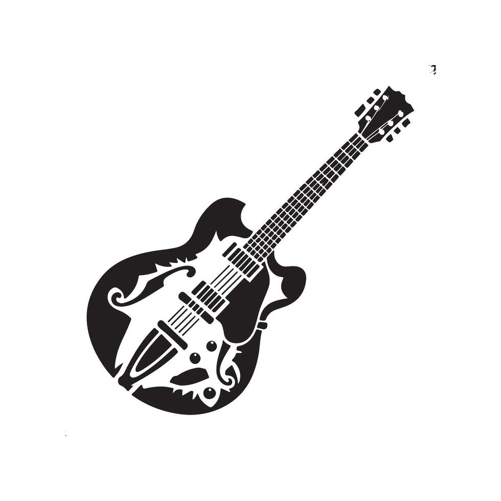 guitar silhouette logo icon design template black and white vector