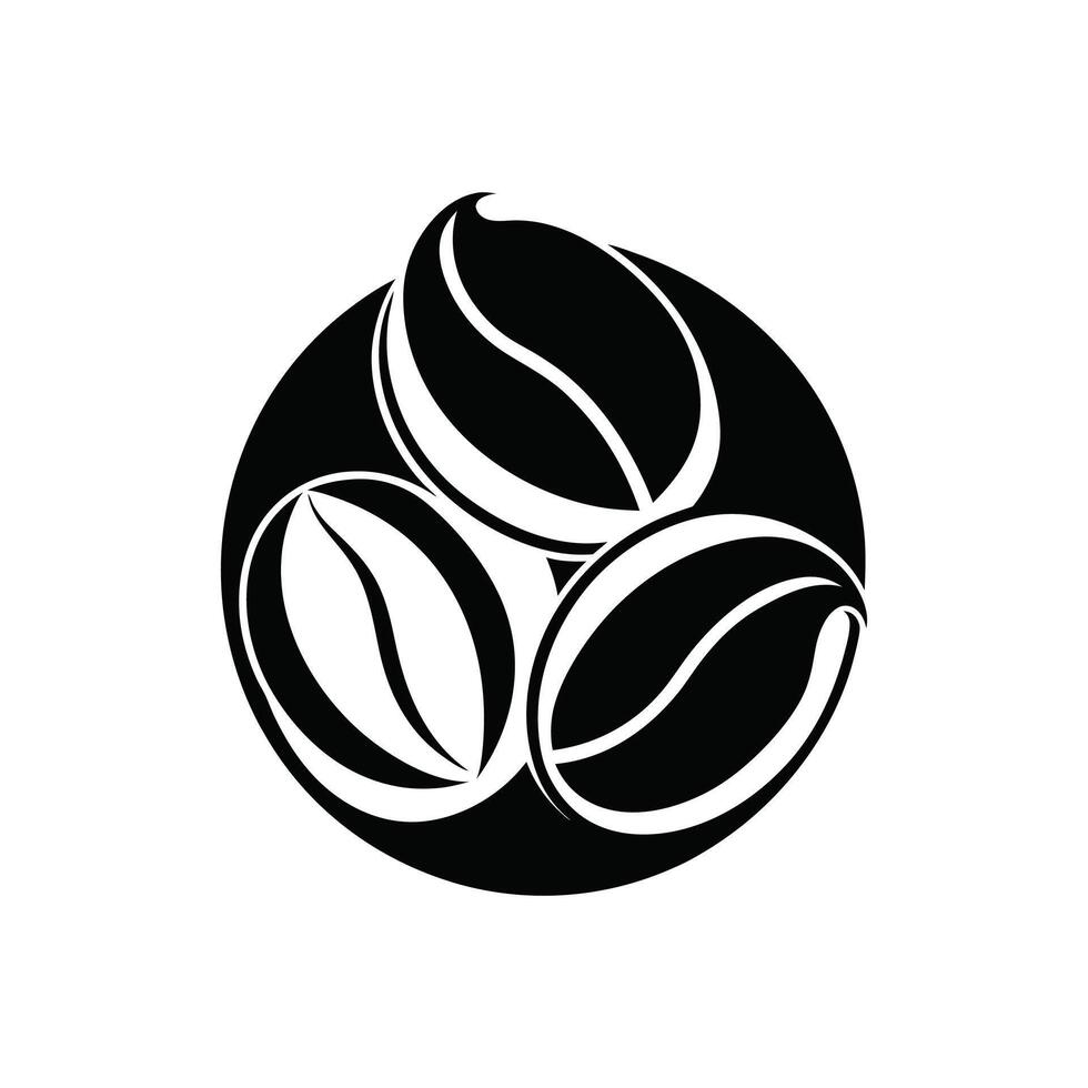 coffee beans silhouette icon logo design black and white vector