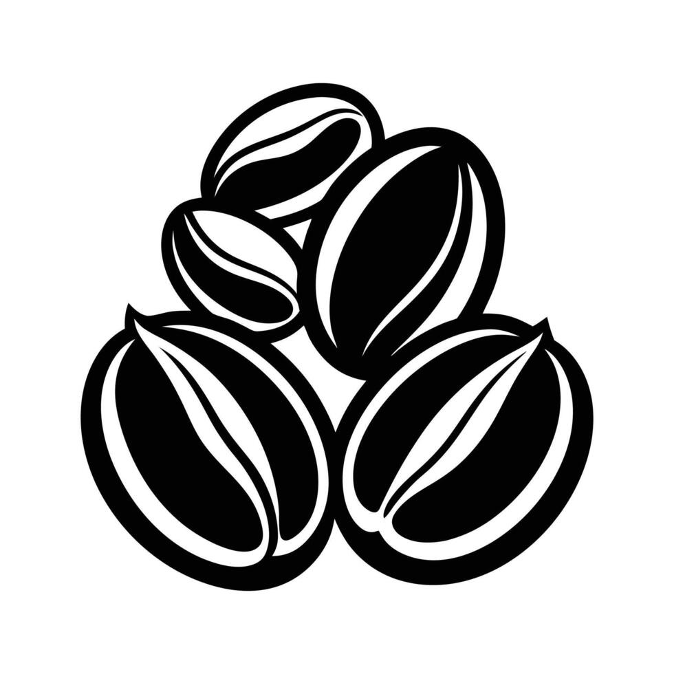 coffee beans silhouette icon logo design black and white vector