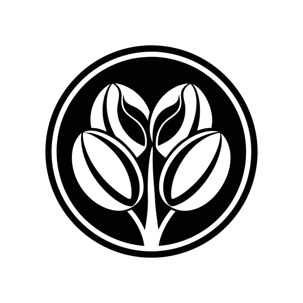 coffee beans silhouette icon logo design black and white vector