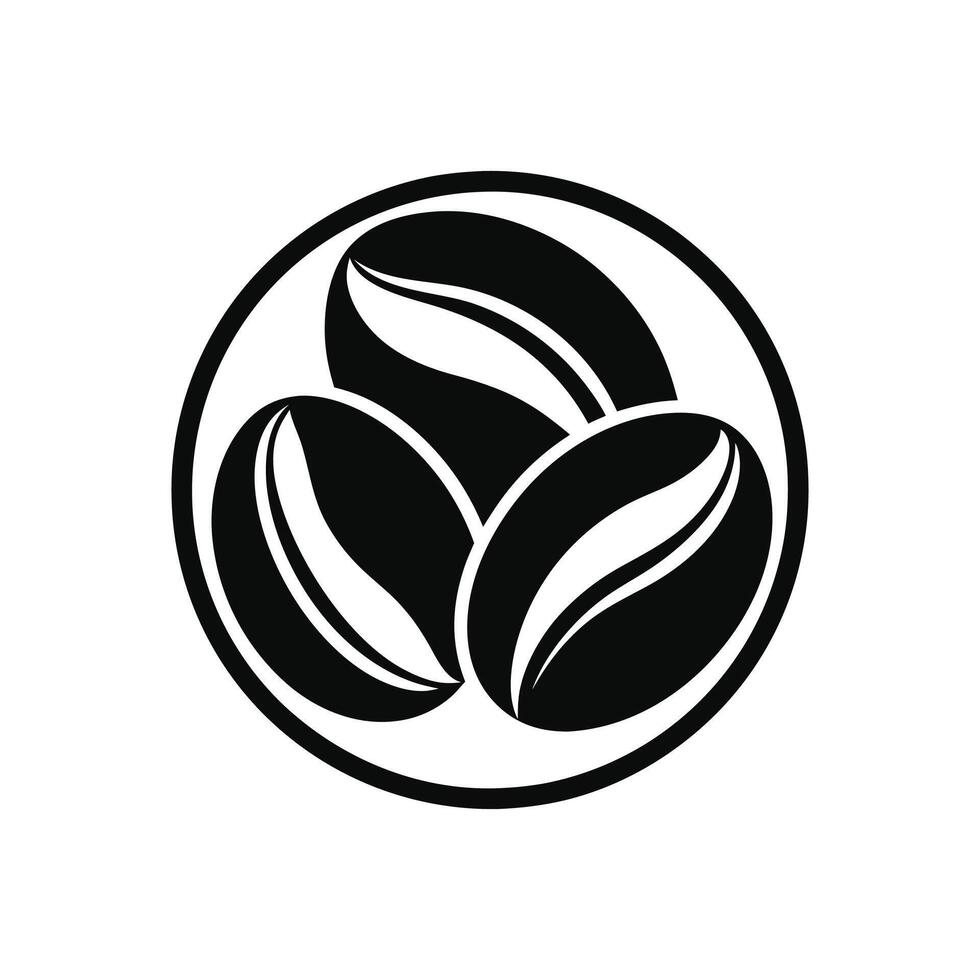 coffee beans silhouette icon logo design black and white vector