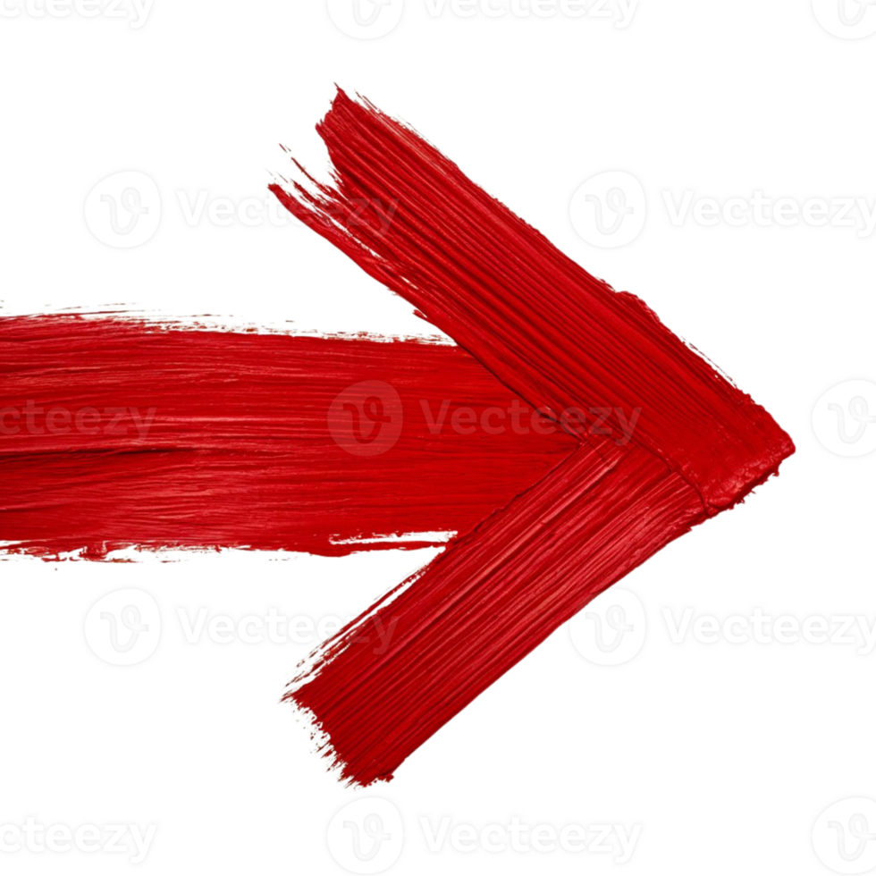 a red paint brush painted arrow pointing in the direction of the arrow png
