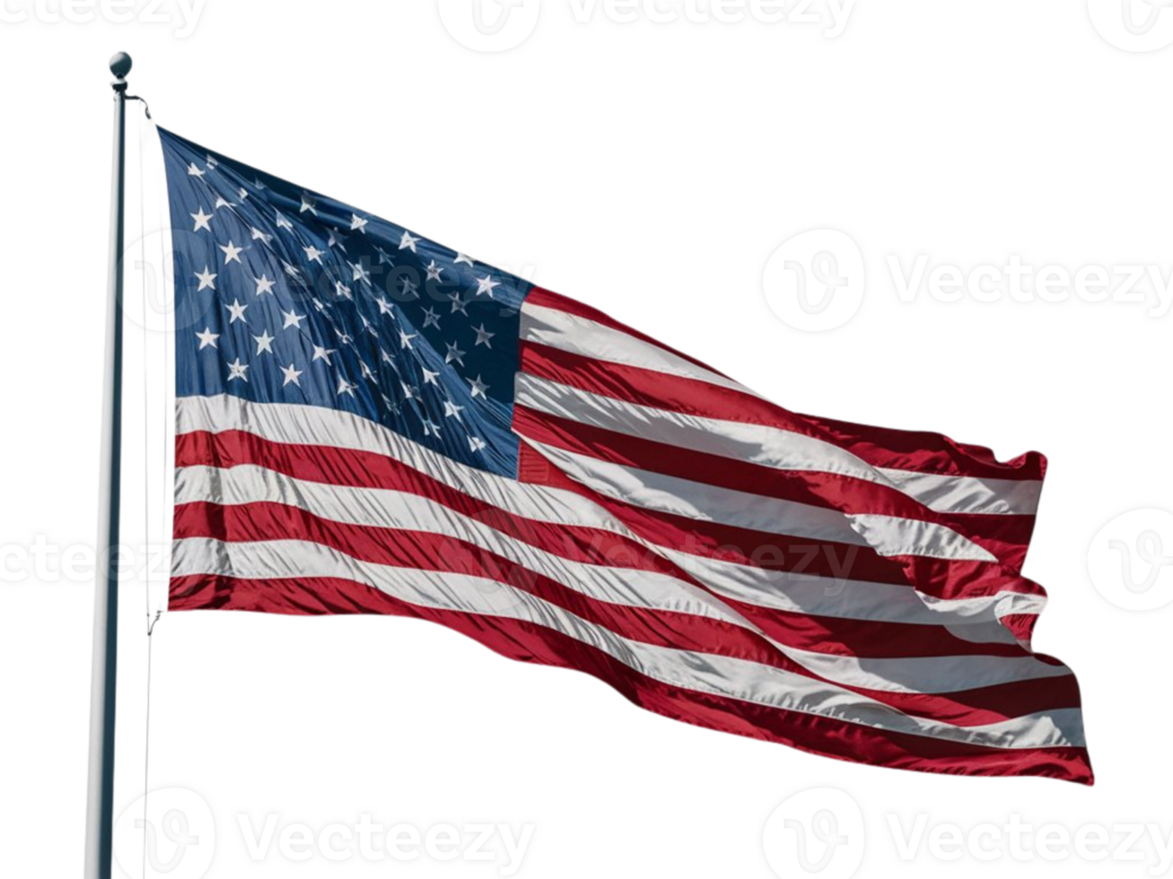 american flag on a pole with a transparent background png