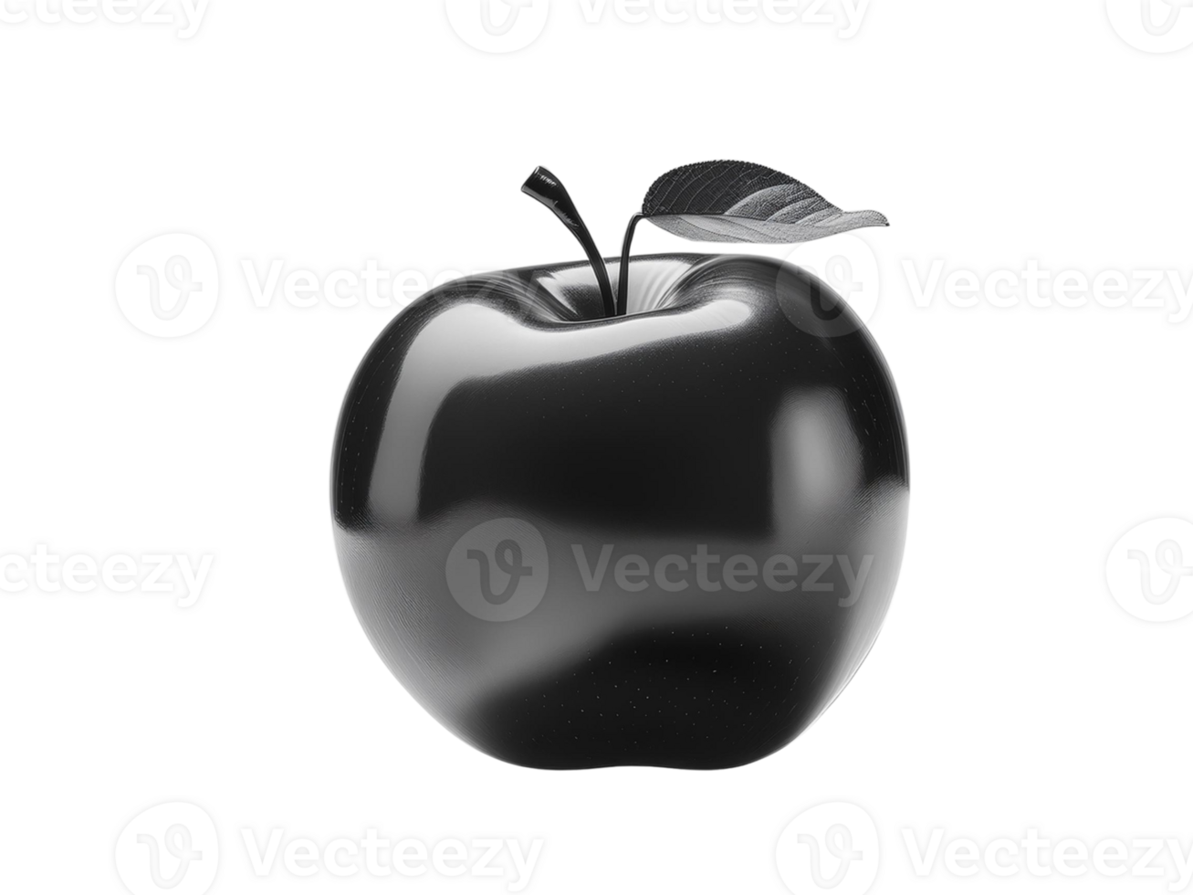 black apple on transparent background png