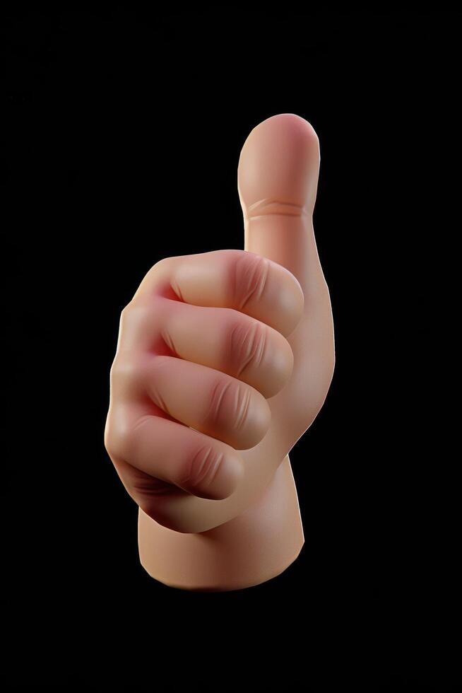 A digitally rendered thumbs up hand emoji photo