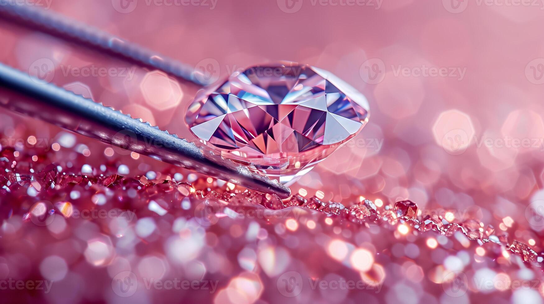 A diamond held delicately between tweezers, against a gradient background, Cinematic Lighting, epic composition, copy space photo