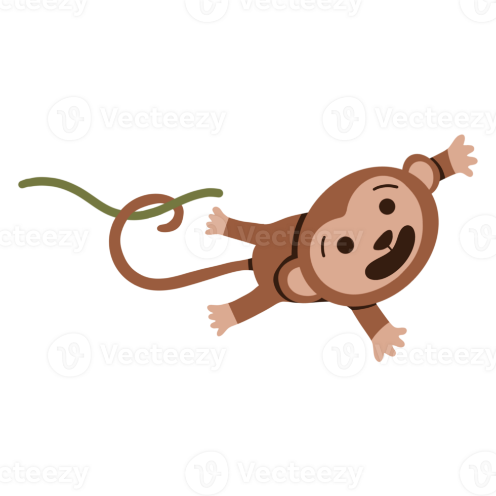 Monkey hanging on Vines illustration png