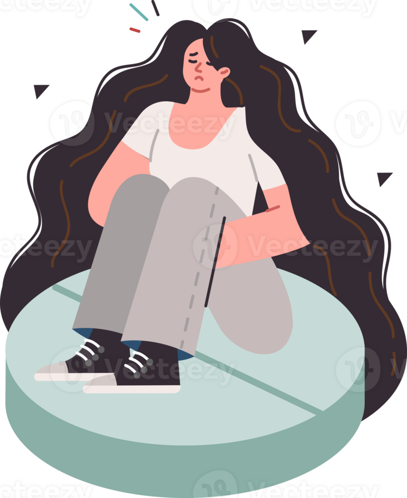 Woman is on antidepressants allow to forget about stress and temporarily relieve of depression, but are addictive. Antidepressants destroy personality of girl in need of rehabilitation png