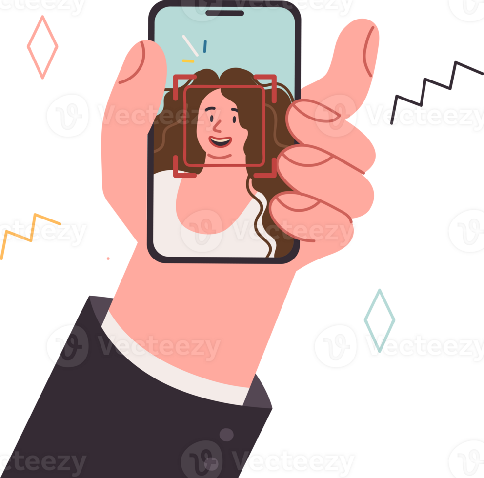 Face id technology for unlocking phone and biometric identification allowing access to application png