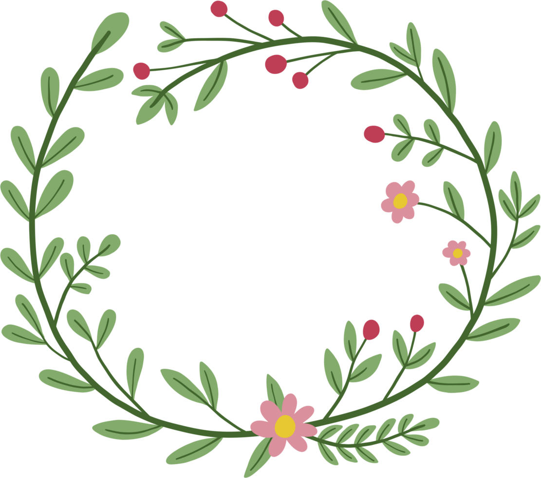 Wreath of floral and flower illustration. png