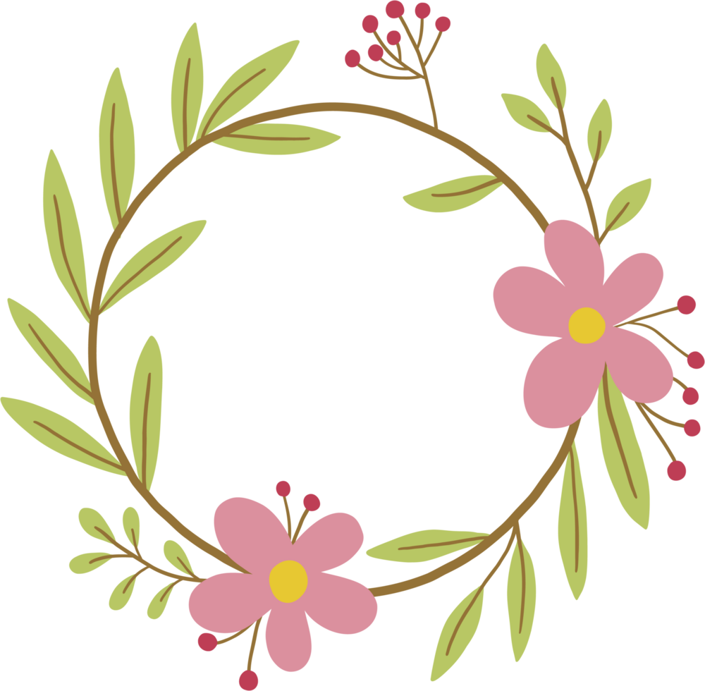 Wreath of floral and flower illustration. png