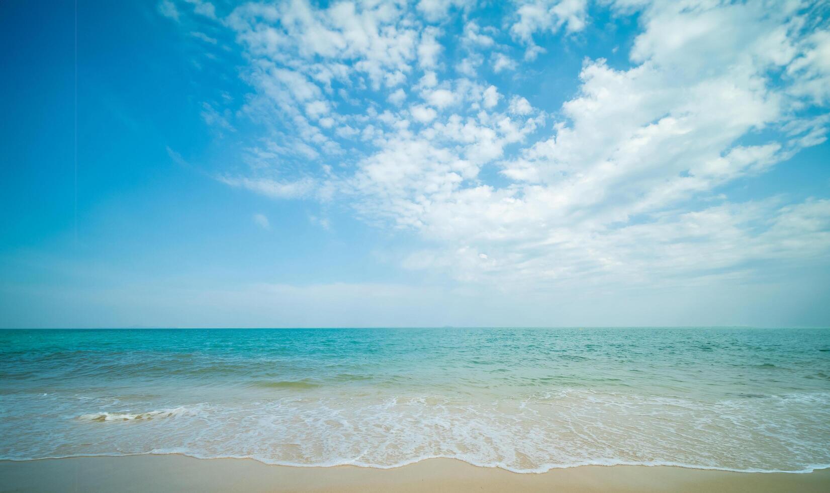 Beautiful photography horizon landscape summer season panorama view tropical sea beach white sand clean and blue sky background calm nature ocean wave water travel at Sai Kaew Beach thailand holiday. photo