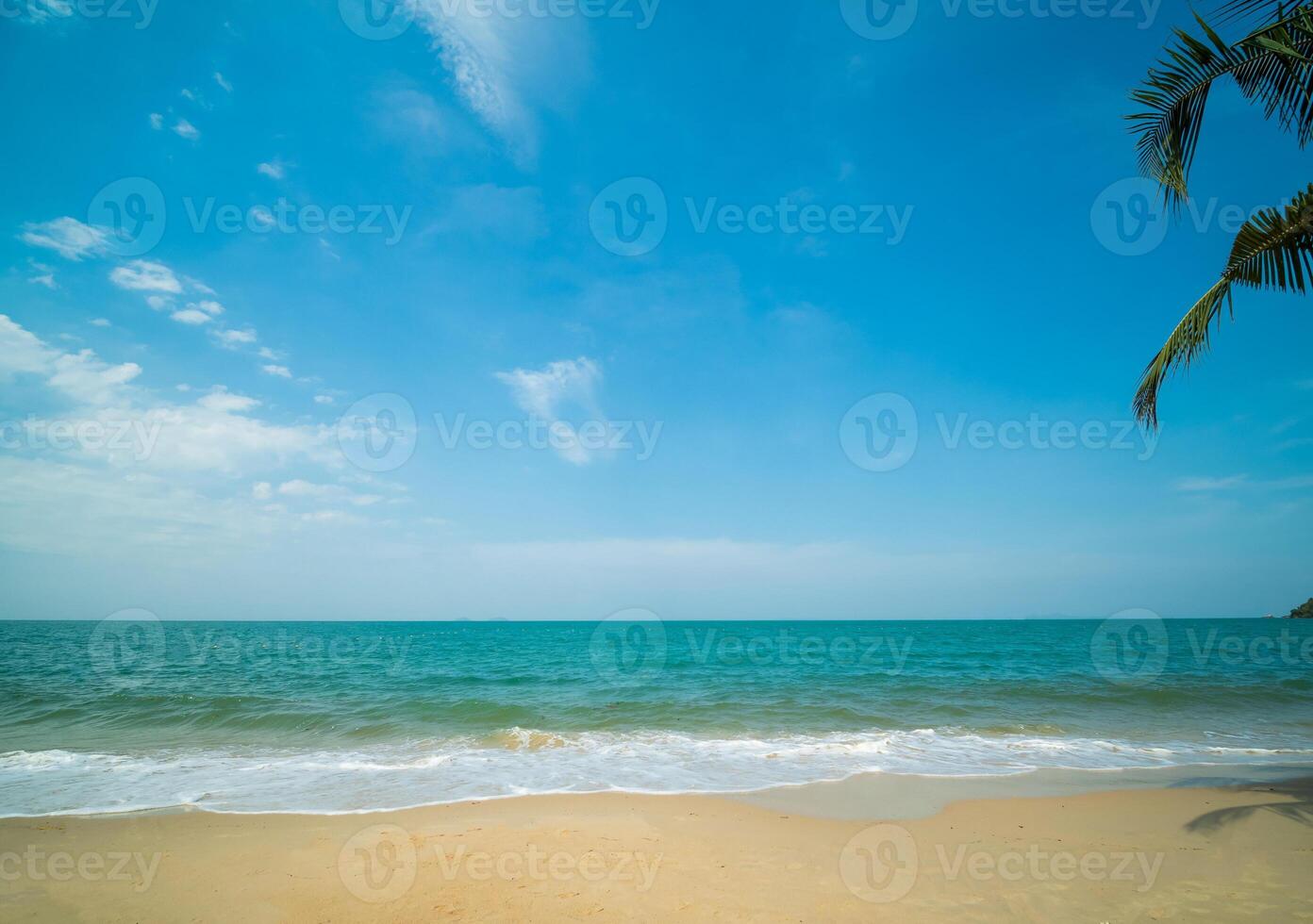 Beautiful horizon landscape summer season panorama front view point tropical sea beach white sand clean and blue sky background calm nature ocean wave water travel at Sai Kaew Beach thailand holiday photo