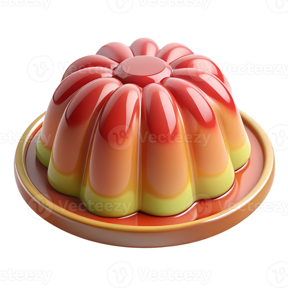 Traditional jelly dessert 3d icon isolated on the transparent background png