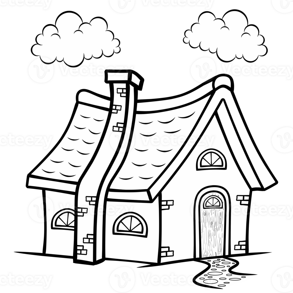Funny fairy tale house children coloring page png