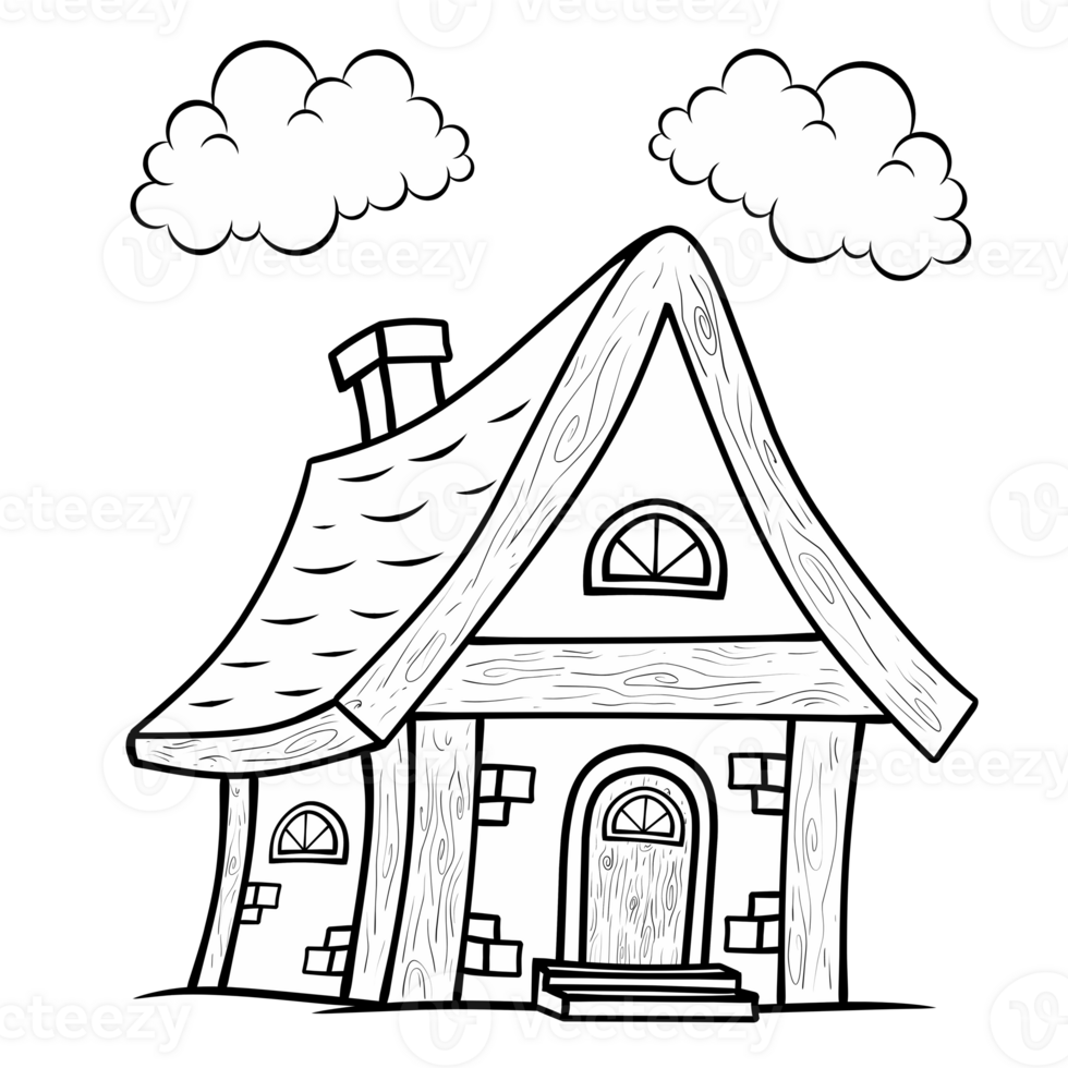 Funny fairy tale house children coloring page png