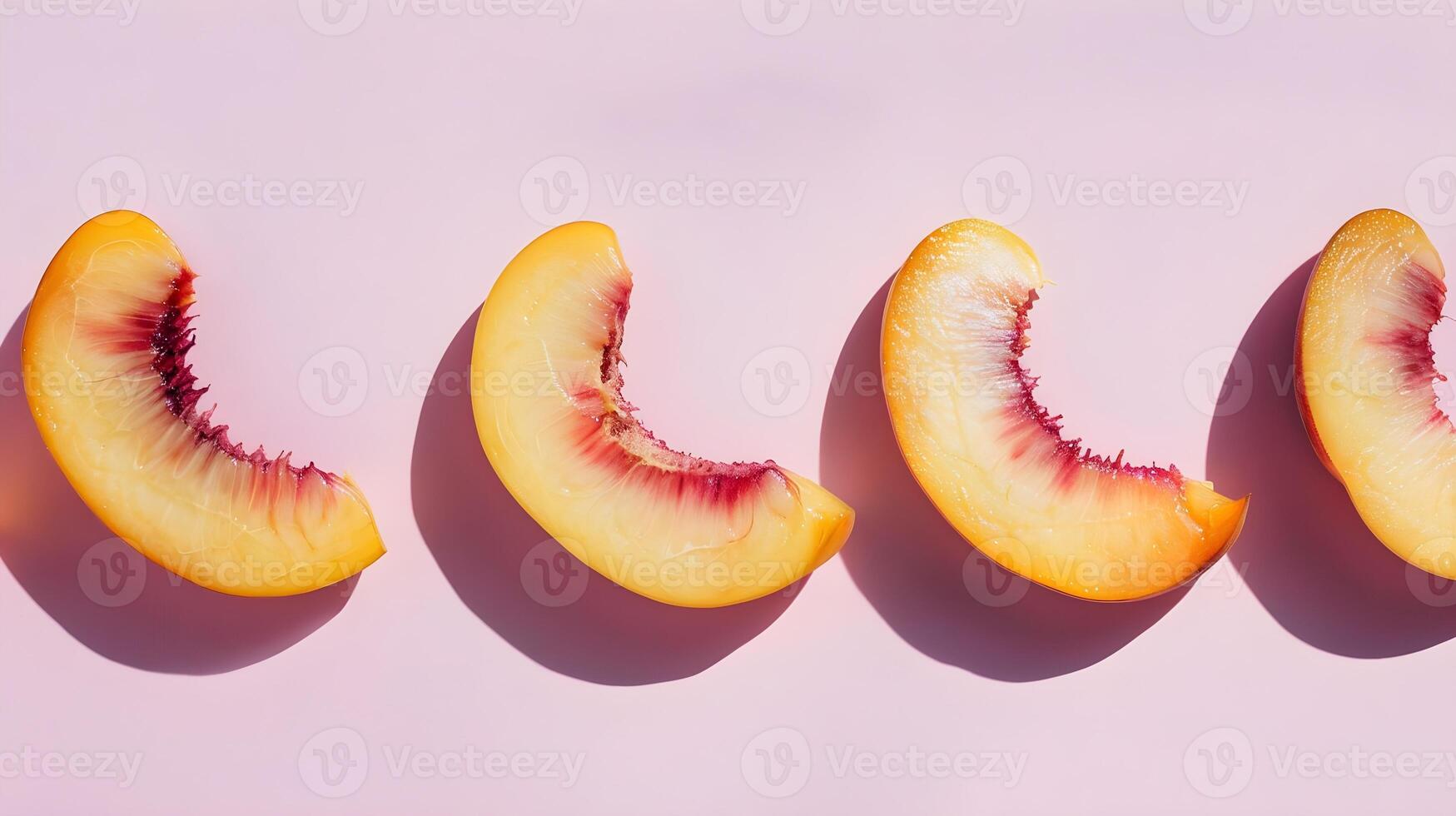 Peach slices on a minimalist background photo