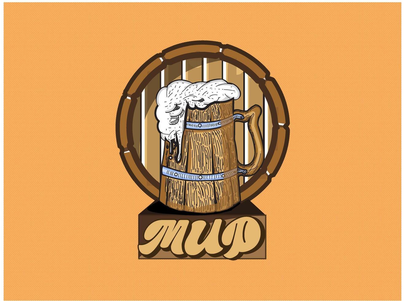 Mud Beer Brand Old Retro Editable Emblem Logo vector
