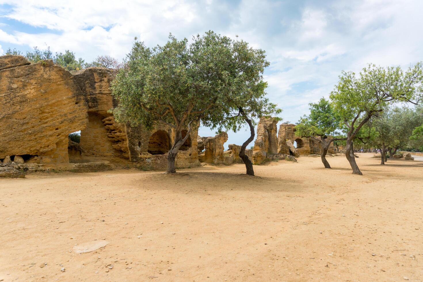Agrigento, Italy-May 10, 2022-the imposing Greek Temple of Juno inside the Valle di Templi archaeological park near Agrigento during a sunny day photo
