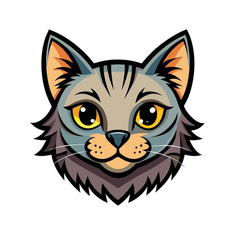 Cat head color style illustration vector