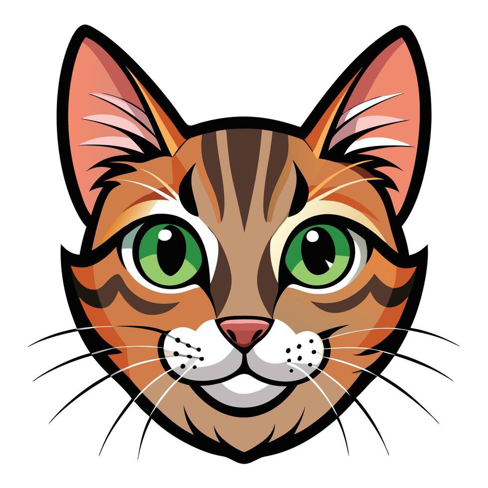 Cat head color style illustration vector