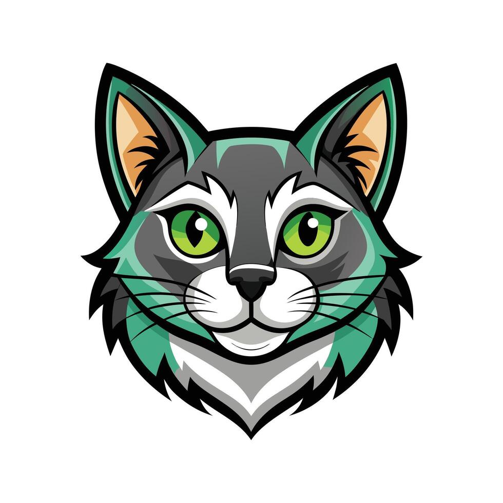 Cat head color style illustration vector