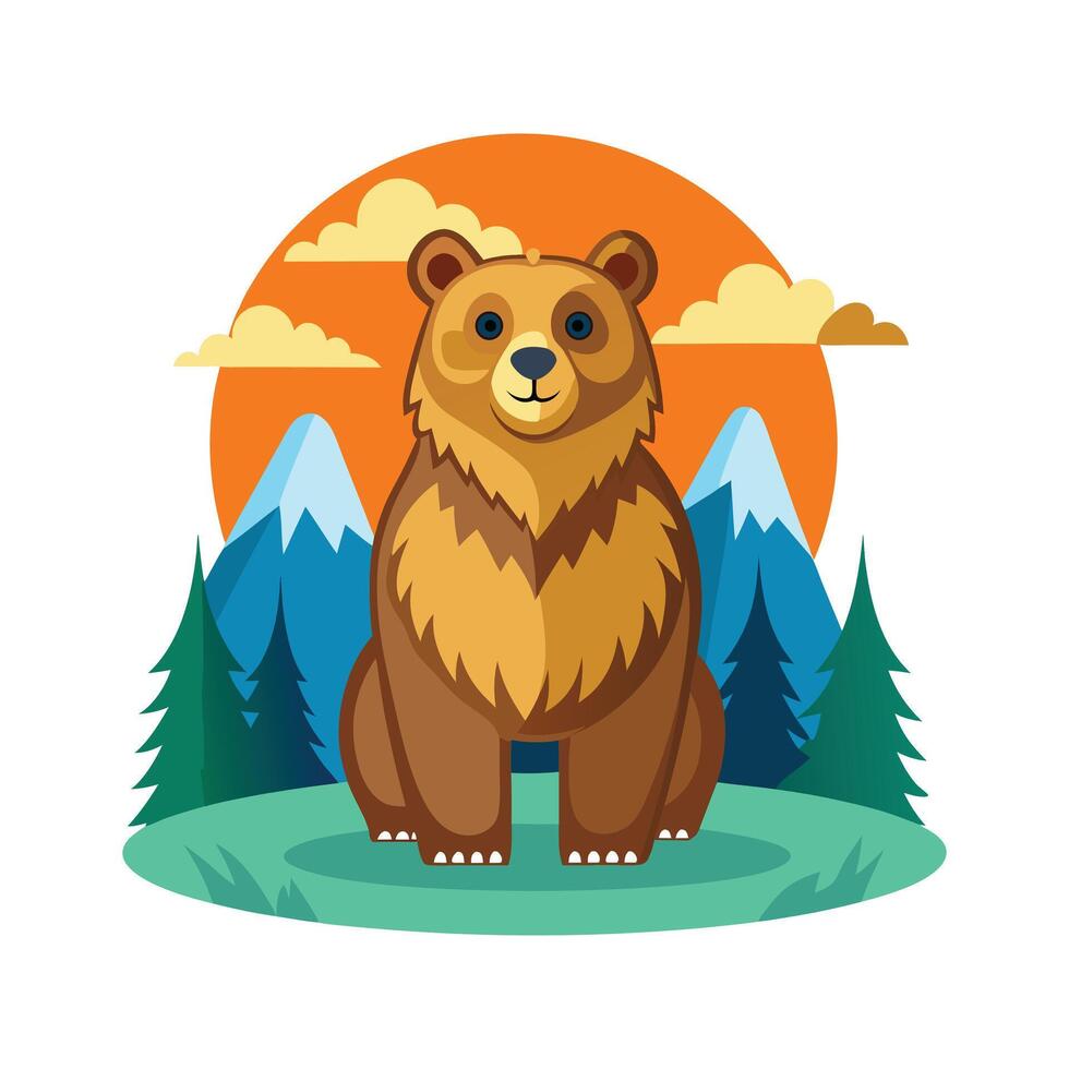 Bear cartoon color illustration design vector
