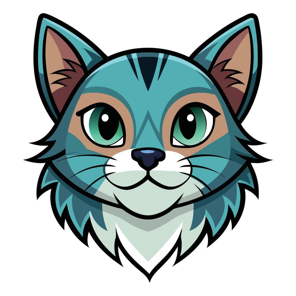 Cat head color style illustration vector