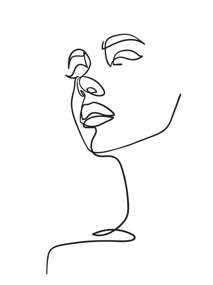 Abstract minimal woman portrait. Continuous line drawing. Logo, icon, label. Woman beauty fashion concept. vector