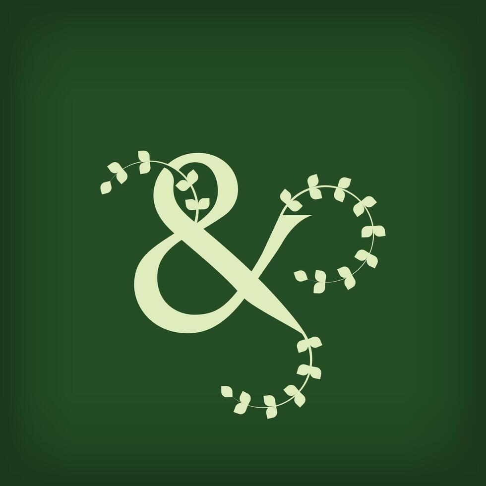Premium leaf typography, Letter ampersand Initials Logo. Symbol icon design. Unique leaf combination. Flat Design. vector
