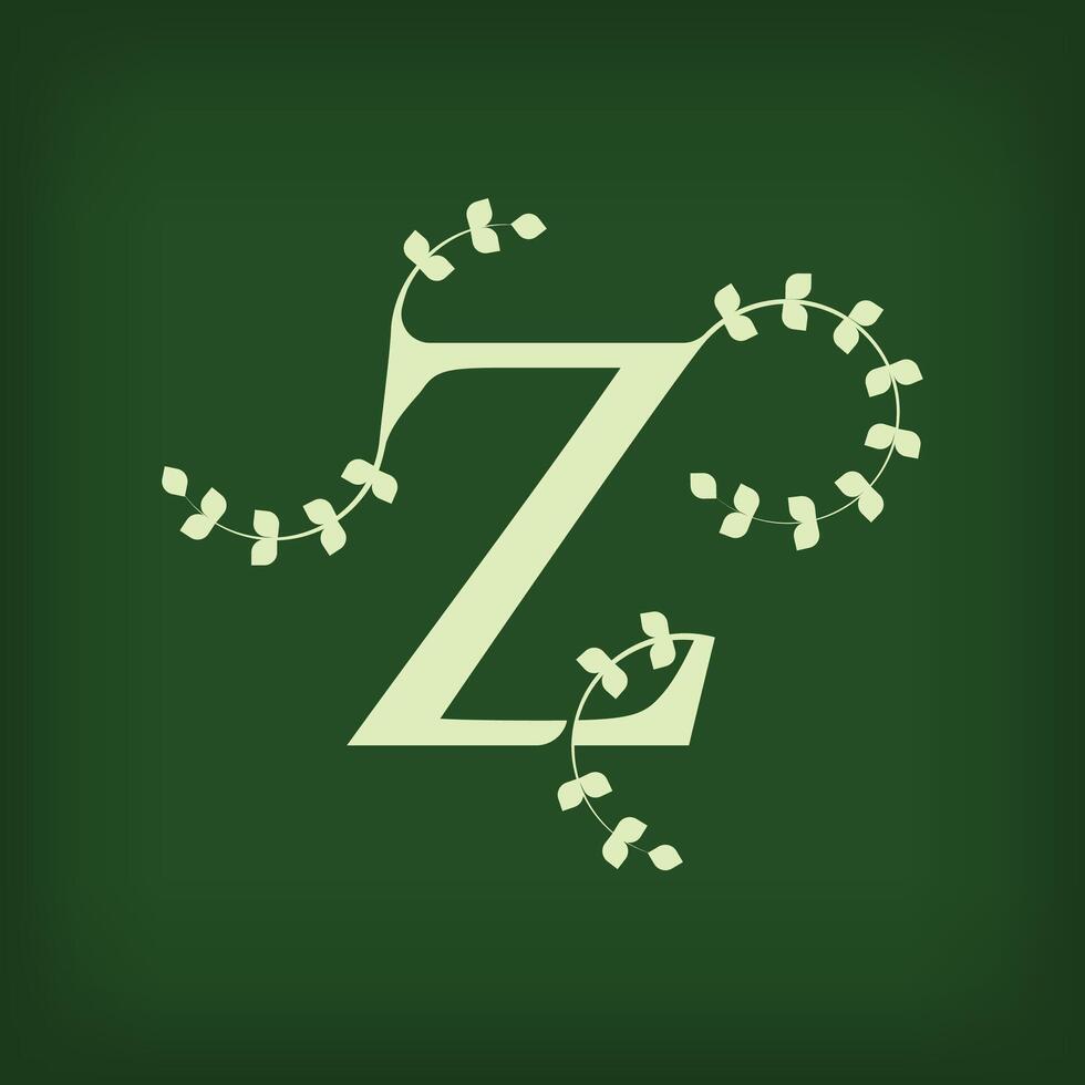 Premium leaf typography, Letter Z Initials Logo. Symbol icon design. Unique leaf combination. Flat Design. vector