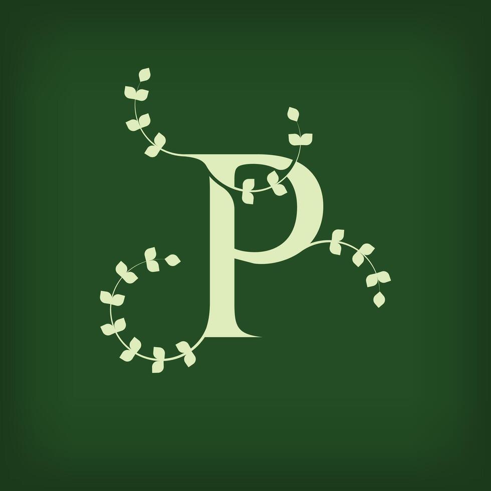 Premium leaf typography, Letter P Initials Logo. Symbol icon design. Unique leaf combination. Flat Design. vector