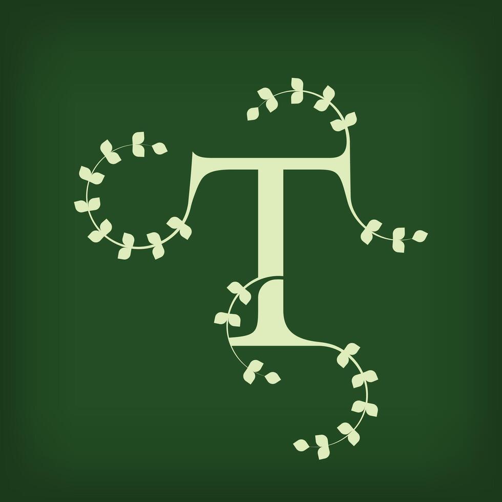 Premium leaf typography, Letter T Initials Logo. Symbol icon design. Unique leaf combination. Flat Design. vector
