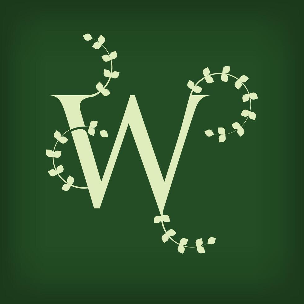 Premium leaf typography, Letter W Initials Logo. Symbol icon design. Unique leaf combination. Flat Design. vector