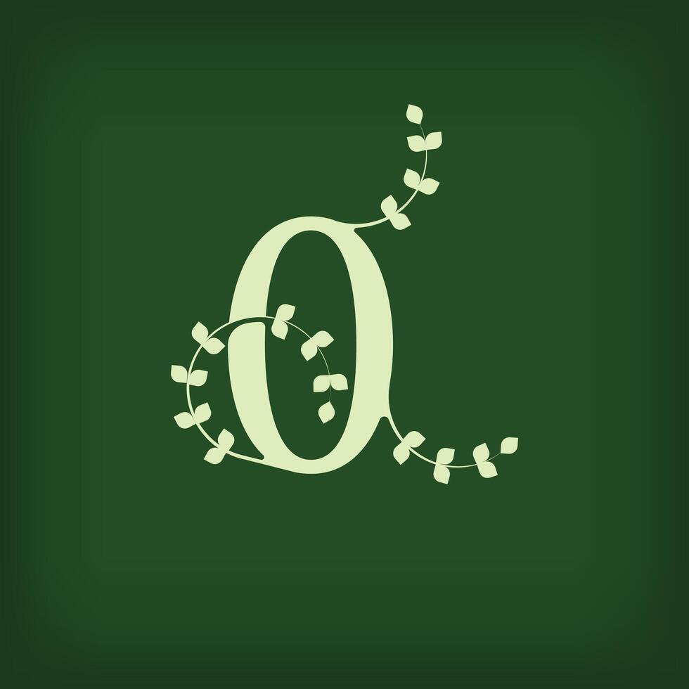 Premium leaf typography, number 0 logo. Symbol icon design. Unique wedding invitation and leaf combination. Flat Design. vector