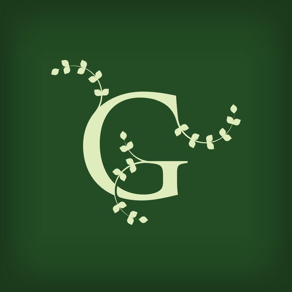 Premium leaf typography, Letter G Initials Logo. Symbol icon design. Unique leaf combination. Flat Design. vector
