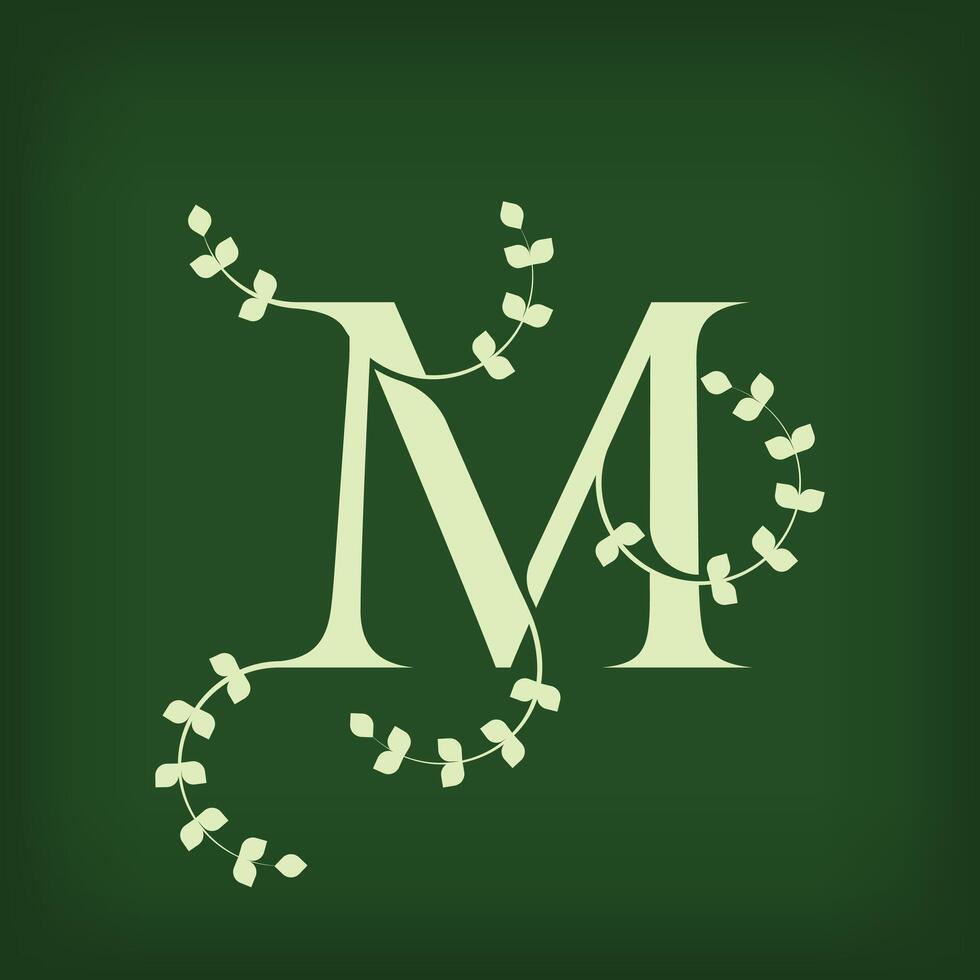 Premium leaf typography, Letter M Initials Logo. Symbol icon design. Unique leaf combination. Flat Design. vector