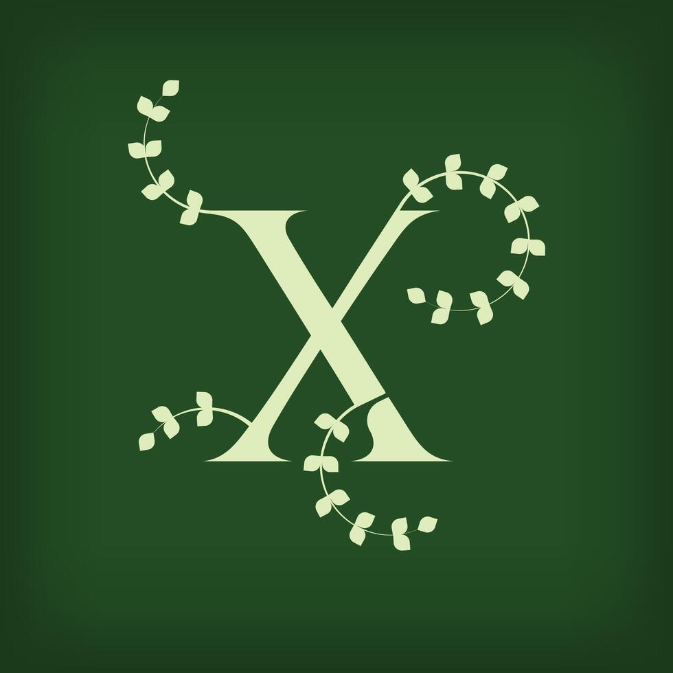 Premium leaf typography, Letter X Initials Logo. Symbol icon design. Unique leaf combination. Flat Design. vector