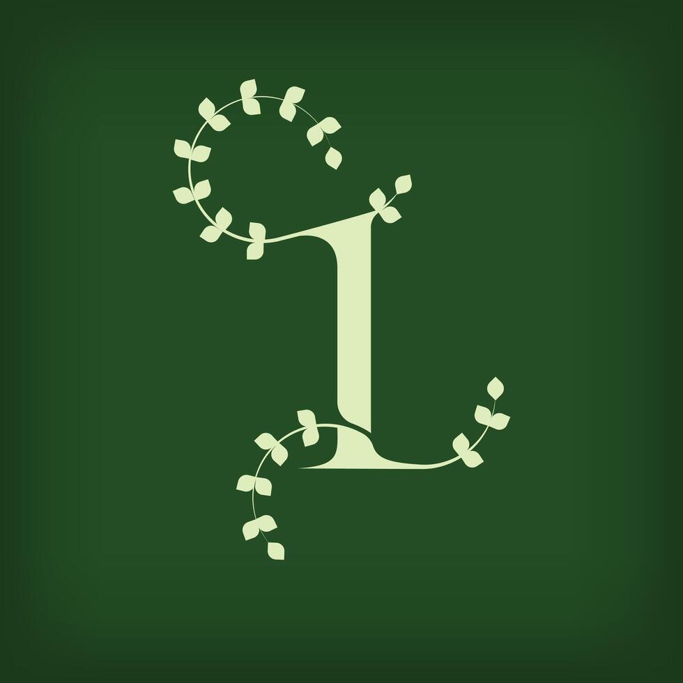 Premium leaf typography, number 1 logo. Symbol icon design. Unique wedding invitation and leaf combination. Flat Design. vector