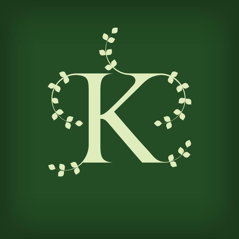 Premium leaf typography, Letter K Initials Logo. Symbol icon design. Unique leaf combination. Flat Design. vector