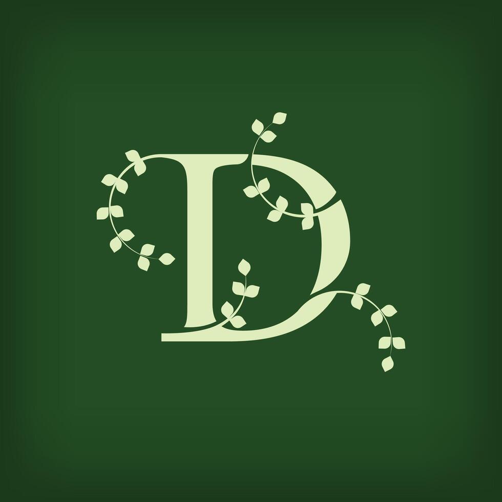 Premium leaf typography, Letter D Initials Logo. Symbol icon design. Unique leaf combination. Flat Design. vector