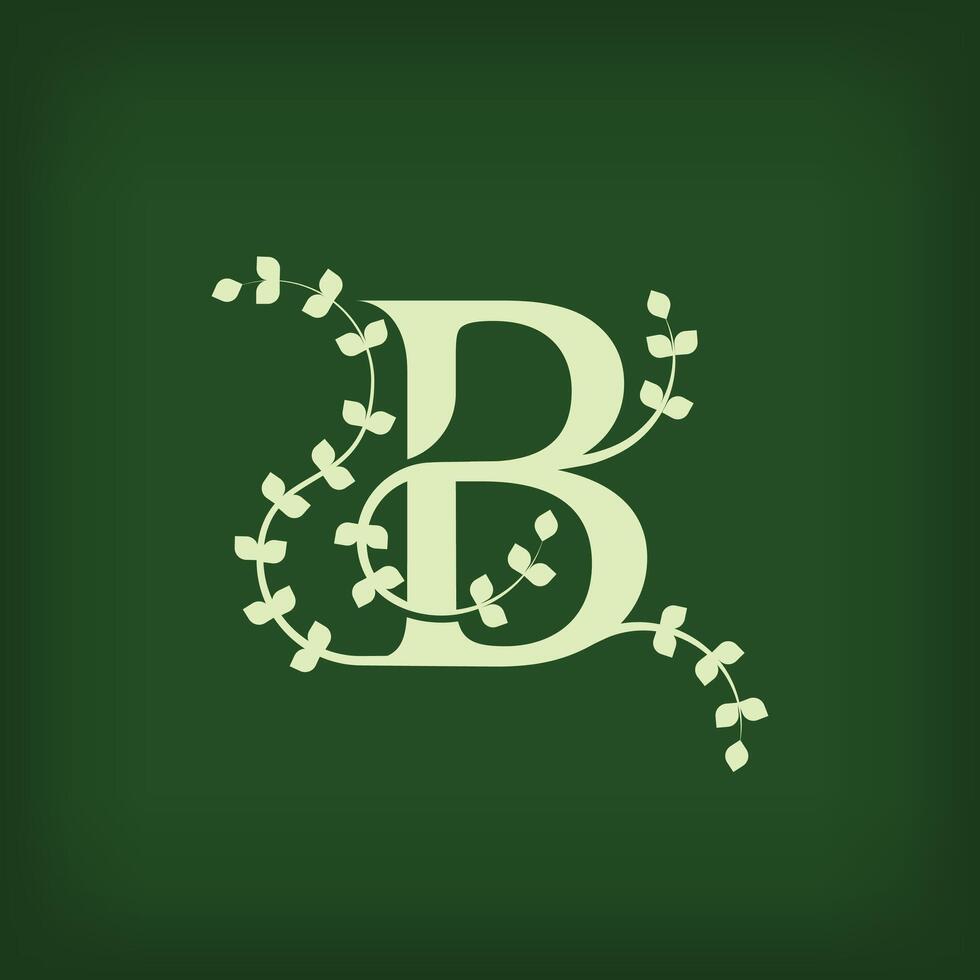Premium leaf typography, Letter B Initials Logo. Symbol icon design. Unique leaf combination. Flat Design. vector