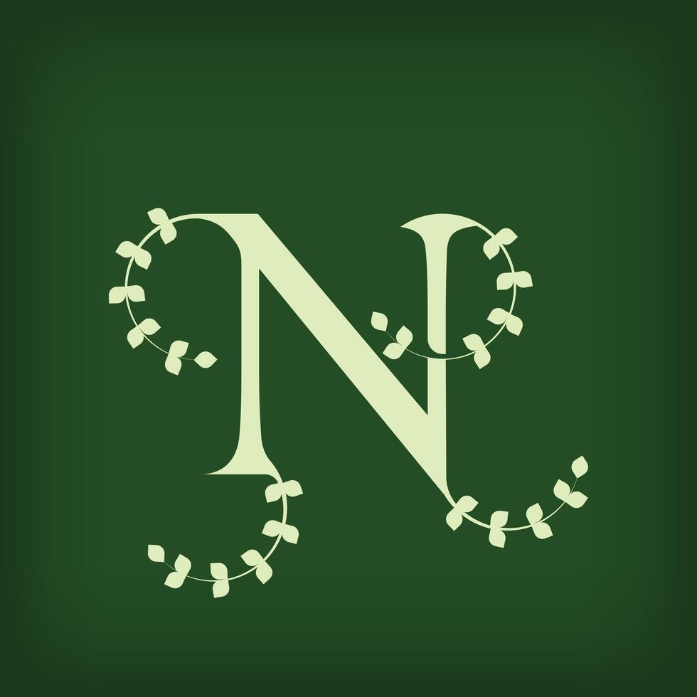 Premium leaf typography, Letter N Initials Logo. Symbol icon design. Unique leaf combination. Flat Design. vector