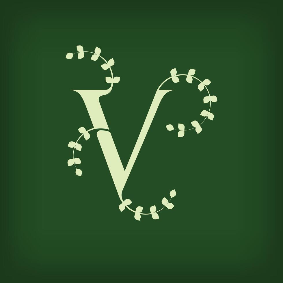 Premium leaf typography, Letter V Initials Logo. Symbol icon design. Unique leaf combination. Flat Design. vector