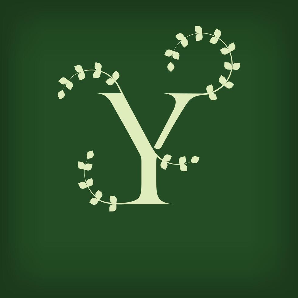 Premium leaf typography, Letter Y Initials Logo. Symbol icon design. Unique leaf combination. Flat Design. vector