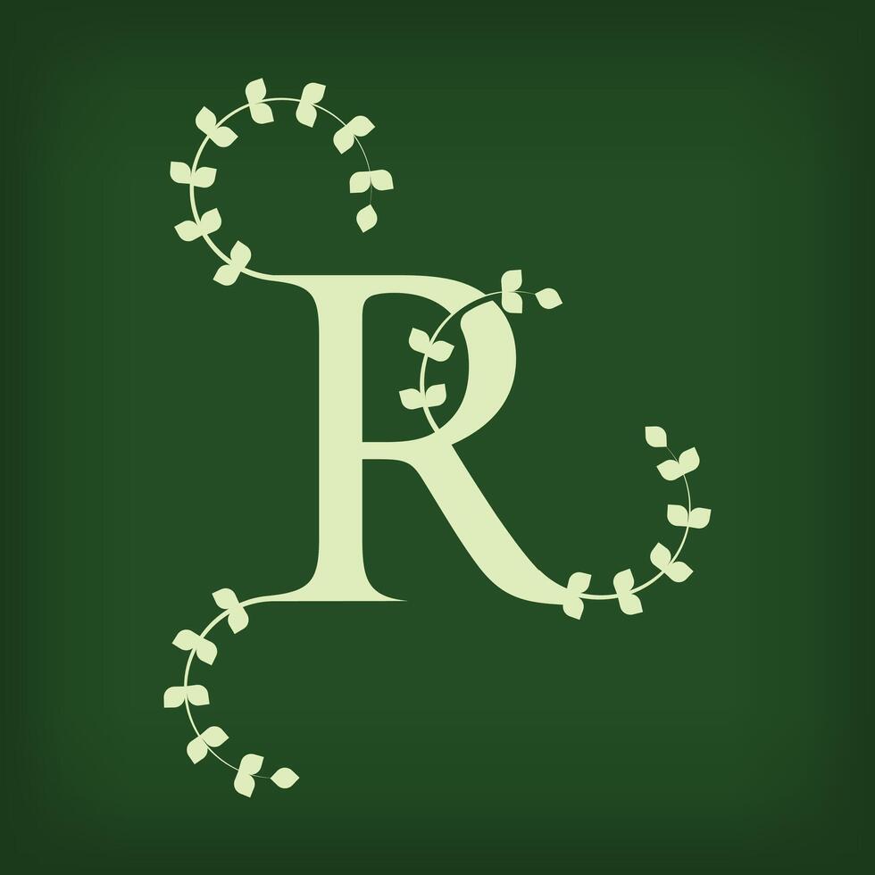 Premium leaf typography, Letter R Initials Logo. Symbol icon design. Unique leaf combination. Flat Design. vector
